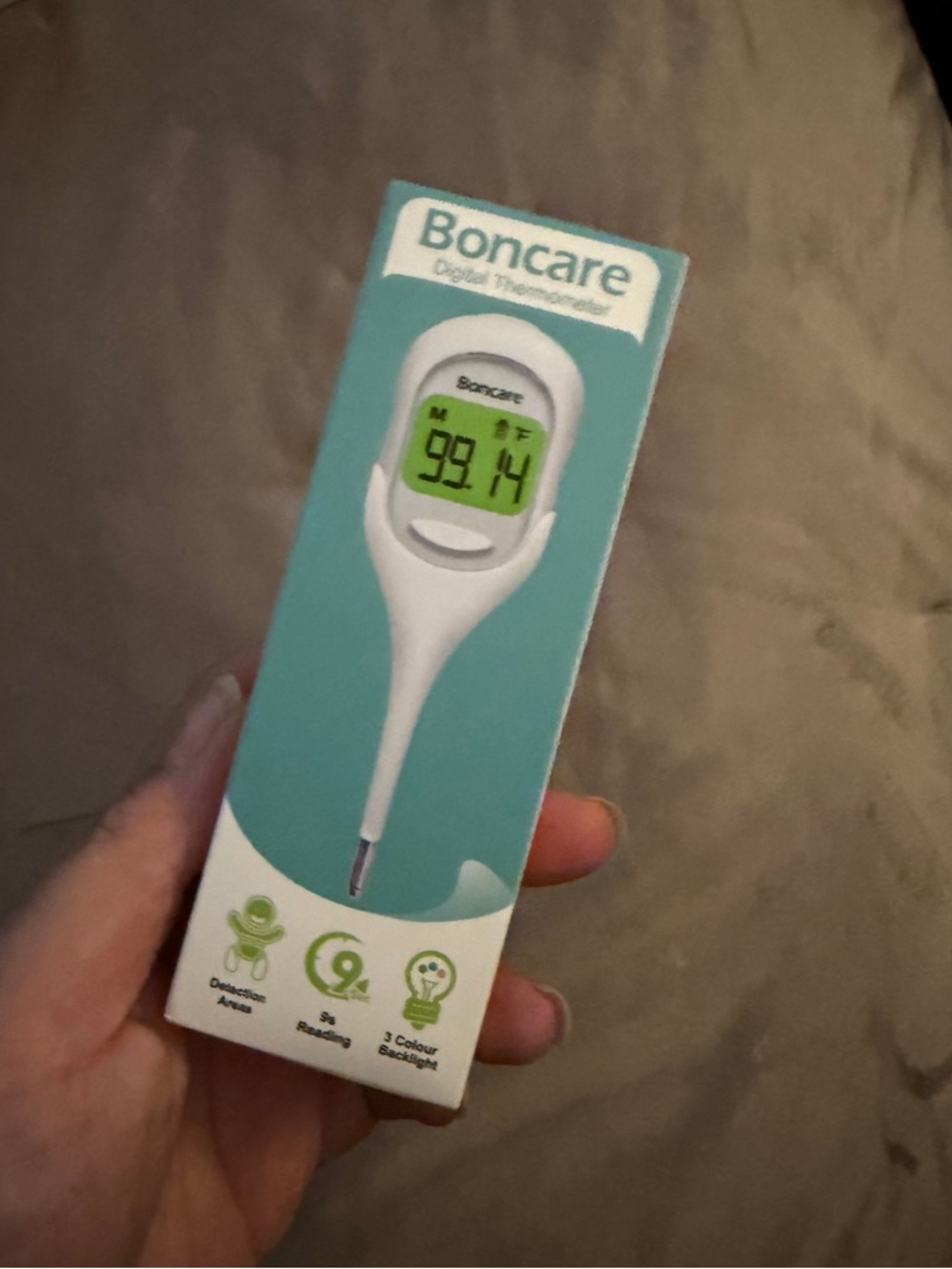 White Digital Thermometer with Backlit Display